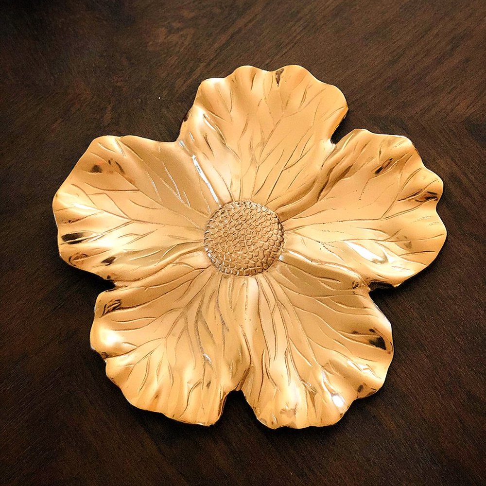 Handmade Gilded Flower Tray Plate